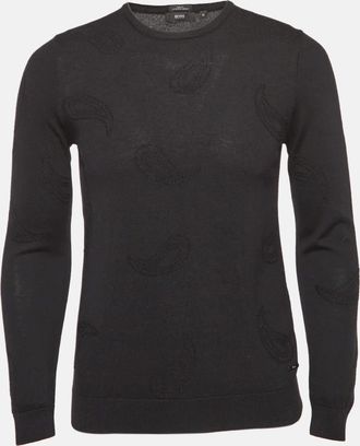 HUGO BOSS Boss By Hugo Boss Black Paisley Pattern Knit Slim Fit Sweater