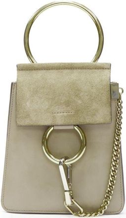 Chlo&eacute; Chloe Faye gold bangle ring chained crossbody suede bag