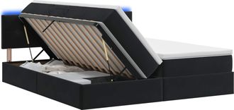 vidaXL Cama De Almacenamiento Led Con Colch&oacute;n Negro 200 X 200 Cm Vidaxl