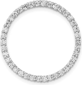 Diamond2Deal 14K White Gold Lab Grown Diamond Circle Pendant (0.76ct, VS, G-H)