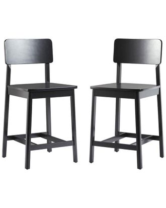 Walker Edison Minimalist Solid Wood Counter Stool