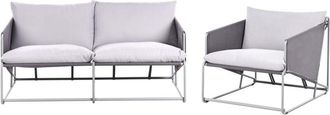 Beliani Garden Sofa Set 3 Seater PONTE Metal Grey