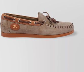 Valentino Garavani suede loafers with metal eyelets and moccasin stitching