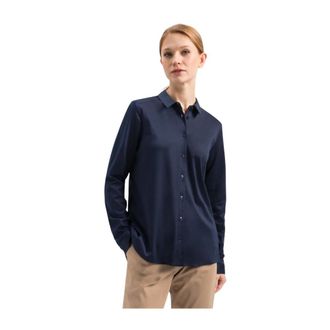 van Laack Dames, Blouses & Shirts, Blauw, Maat: M Katoen