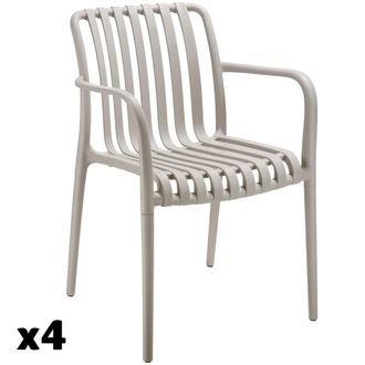 TecTake Set de 4 sillas de jard&iacute;n apilables y 54,5 x 58 x 80,5 cm, gris topo