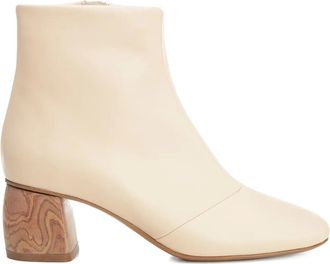 Forte_Forte Leren laarzen met houten hak - Beige