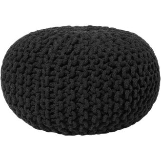Beliani Beliani - Puf otomana negro tejido de algodón relleno de eps reposapiés pequeño redondo 40 x 25 cm Conrad