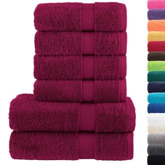 Berkfield Home 6 Piece Premium Towel Set SOLUND Bordeaux 600 gsm in Burgundy