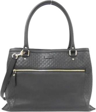 Gucci Pre-owned Tote Bags, male, Black, Size: ONE SIZE Pre-owned Microguccissima Leather Bag