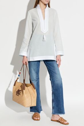 Tory Burch Flared Leg Jeans, Womens, Blue