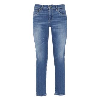 Dondup Cropped Jeans, female, Blue, Size: W28 Blue Cotton Trousers Woman Belt Loops