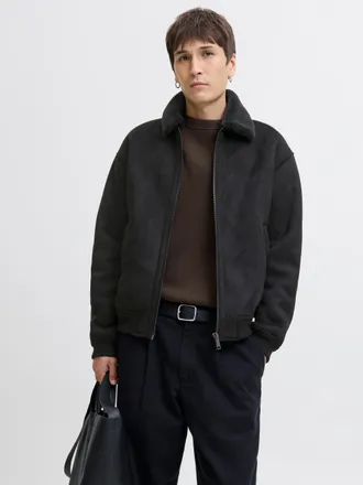 Jack & Jones Bomberjacke JACK & JONES JPRCCLUKE BOMBER JACKET SN, Herren, Gr. XXL, schwarz, Web, Obermaterial: 100% Polyester, unifarben, regular fit, Jacken Bombe