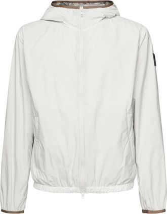 Fay Witte Windbreaker met Capuchon en Ritssluiting - Heren - Zomerjassen - Wit - M - Polyester - Jassen