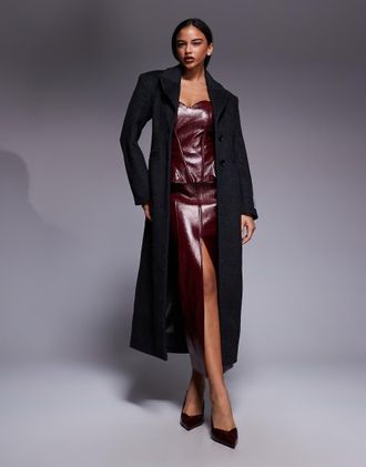 Asos ASOS X THE SOURED COLLECTION - Cappotto stretto in vita color antracite-Grigio