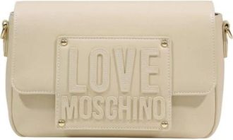 Love Moschino Polyurethaan tas met clipsluiting en binnenvakken - Dames - Schoudertassen - Beige - ONE Size - Tassen