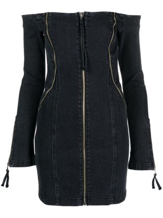 Blumarine Abito denim con spalle scoperte - Nero