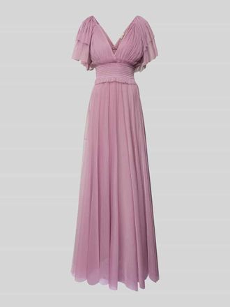 Lace & Beads Abendkleid mit Volants in Rose, Größe XXS