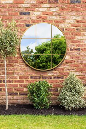 MirrorOutlet Gold Metal Frame Round Garden Wall Mirror 39 x 39 (100x100CM) | Size: 1 Pack