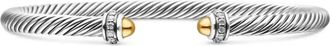 David Yurman Bracciale Classic Cable in oro giallo 18kt e argento sterling con diamanti (4mm)