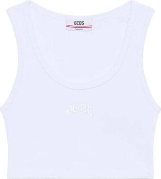 GCDS Lounge Logo Tanktop - Dames - Tops zonder mouwen - Wit - L - Katoen - Tops