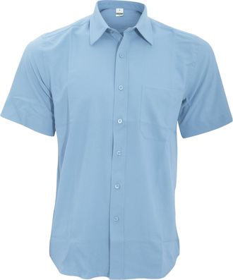 Henbury Mens Wicking Short Sleeve Work Shirt (L) (Light Blue)