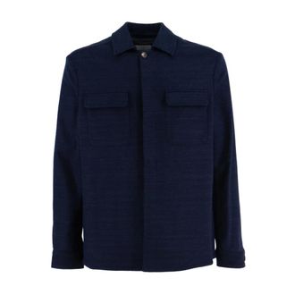 Eleventy Light Jackets, male, Blue, Size: 2XL Shirt with Pockets