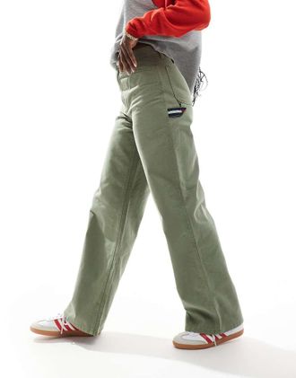 Tommy Jeans Mia relaxed straight carpenter pants in green