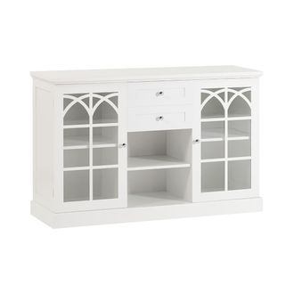 SoBuy Aparador cocina con 2 puertas y 2 cajones madera y vidrio blanco