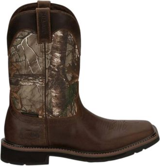 Justin Mens Trekker Waterproof Western Work Boots - Wide In Camo/ Brown