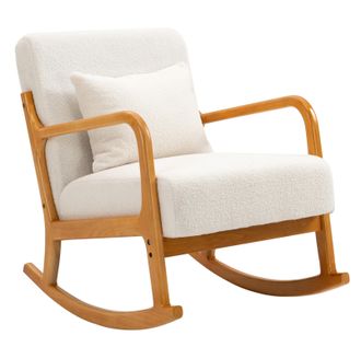 Nordlys Rocking Chair Scandinavian Rocking Chair Fabric in White