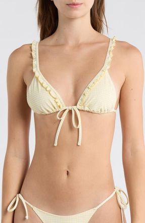PacSun Leora Ruffle Triangle Bikini Top in Yellow at Nordstrom, Size X-Small