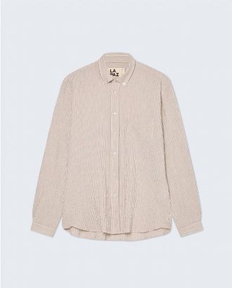 La Paz Mens Branco Button Down Shirt In Brown Stripe