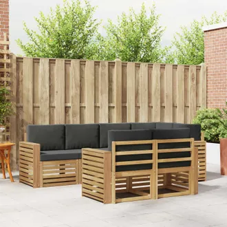vidaXL Vidaxl Set Di Divani Da Esterno 7 Pz Bianco E Antracite Poliestere