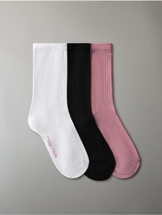 Calvin Klein Womens Viscose Blend 3-Pack Dress Crew Socks - Multi - OS