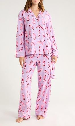 PJ Salvage Print Flannel Pajamas in Lavender at Nordstrom, Size X-Large