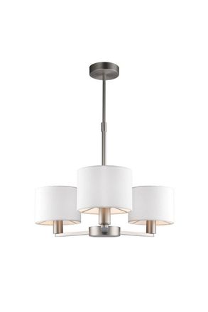 Netlighting Daley 3 Light Multi Arm Ceiling Pendant Matt Nickel Vintage White Silk Effect E14