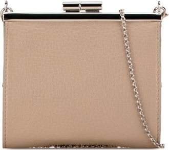 Bulgari Beige Grayish Leather Chain/Shoulder Wallet (Pre-Owned)