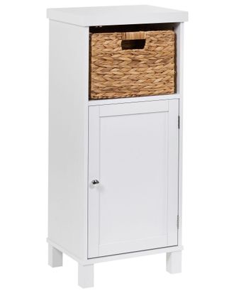 Beliani Mobile Da Bagno A Colonna In Mdf Con Ripiani E Cestino, Bianco, Pacllon