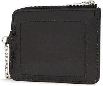 Alexander McQueen Mens Crackled Calfskin Card Case Black Calf Leather Cases