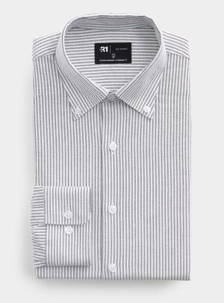 Le 31 Mens Vertical-stripe Oxford shirt Standard fit