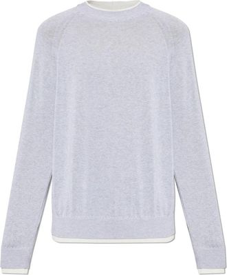 Eleventy Katoenen trui met ronde hals - Heren - Ronde hals truien - Grijs - 2XL - Katoen - Truien & Vesten