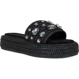 Azalea Wang Baste Platform Slide Sandal in Black at Nordstrom Rack, Size 6.5