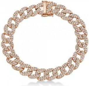 Allurez Diamond Pave Cuban Link Bracelet 14k Rose Gold (4.36ct)