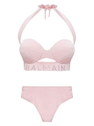 Balmain logo-embellished bikini set - Pink
