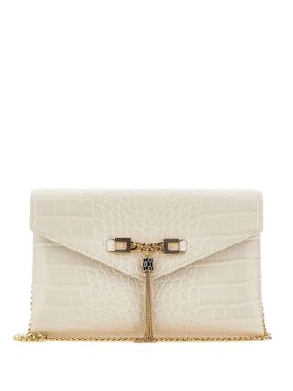 Elisabetta Franchi Clutch con effetto coccodrillo - Bianco
