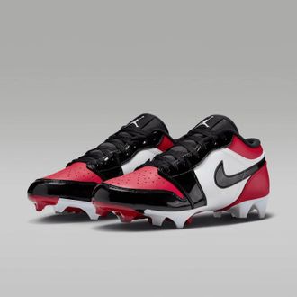 Nike Air Jordan 1 Low FJ6245-601 Mens Red Black Molded Football Cleats MEW1683
