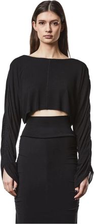 Thom Krom Cropped Shirt - Dames - Longsleeves - Zwart - L - Tops