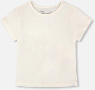 Deux par Deux Relaxed Straight Fit Crinkle Jersey Short Sleeve T-Shirt in Off-White at Nordstrom, Size 24M