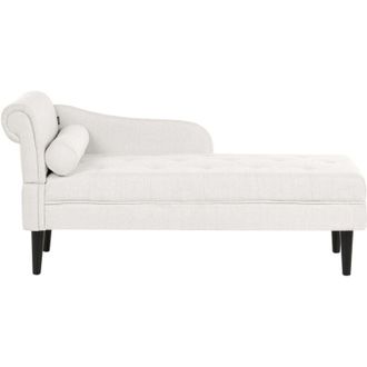 Beliani Chaise longue in tessuto con bracciolo sinistro con Gambe in legno bianco sporco Yvoire