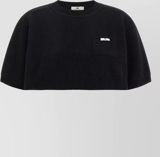 Elisabetta Franchi cashmere wool ribbed cropped short-sleeve jumper